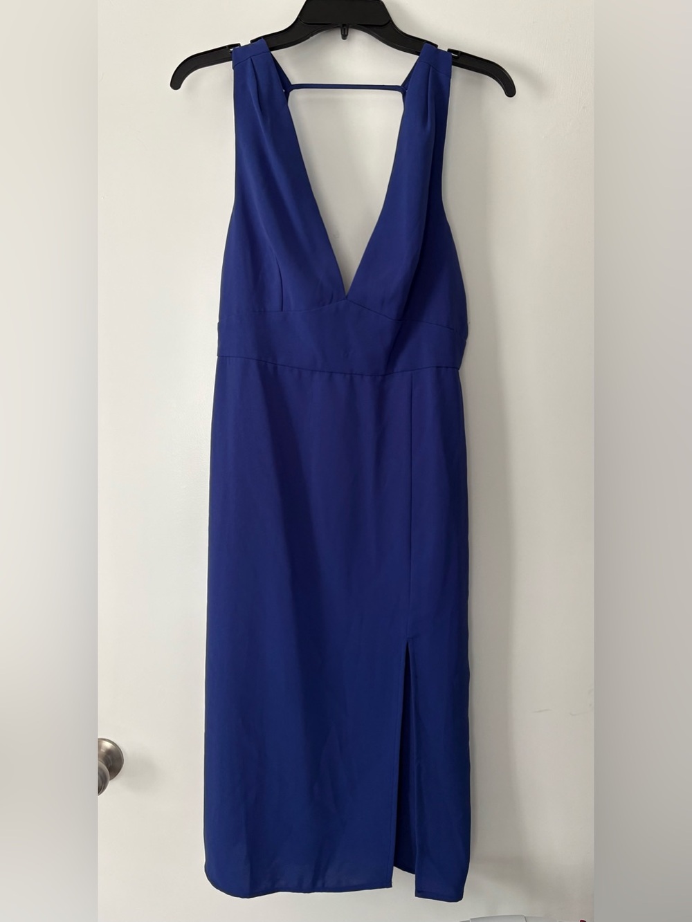 Lulu's Cobalt Blue Strapless Deep V Midi Dress